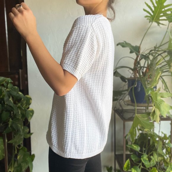 🏷 Sold | Jones NY Boxy White Knit Tee - Picture 3 of 6